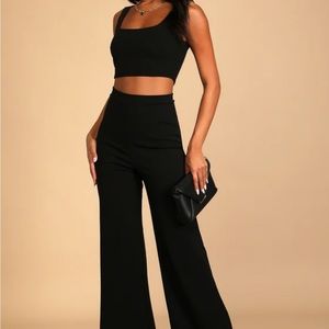 Black Two-Piece Wide-Leg Jumpsuit